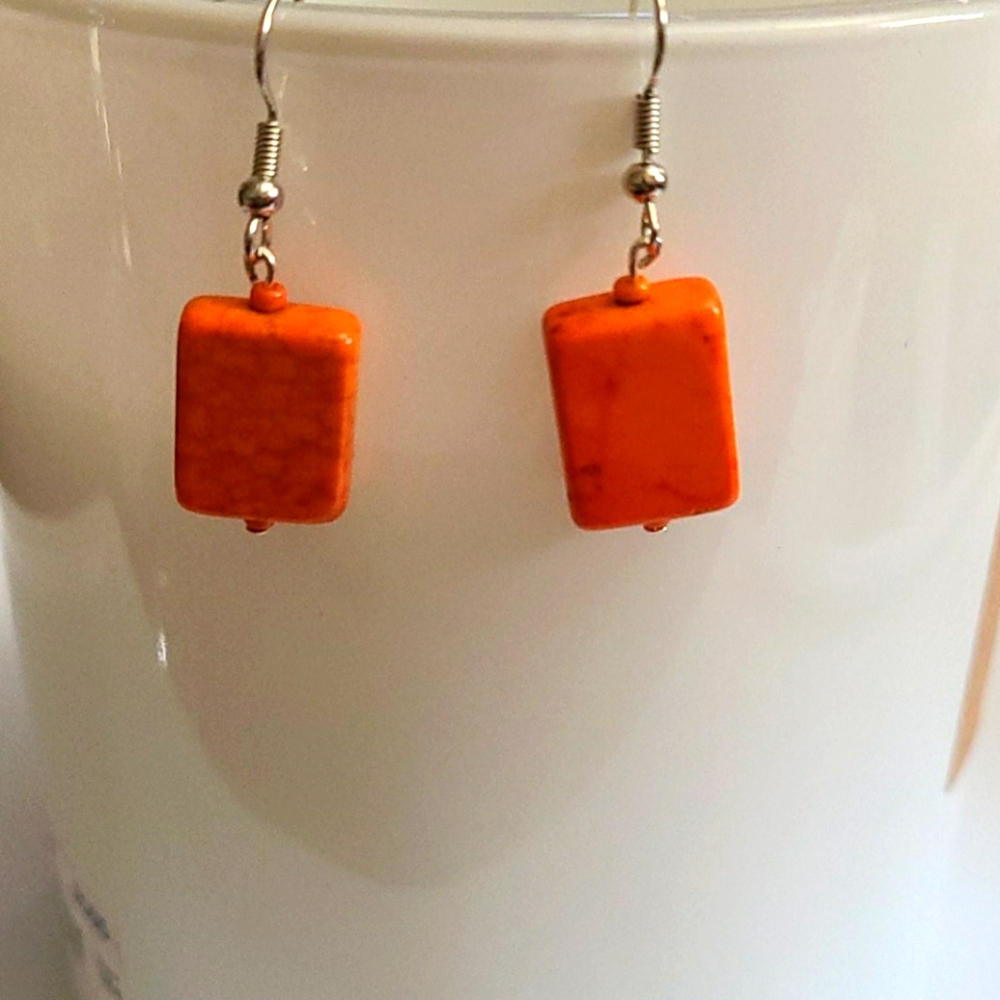 Beutiful dark orange turquoise earrings